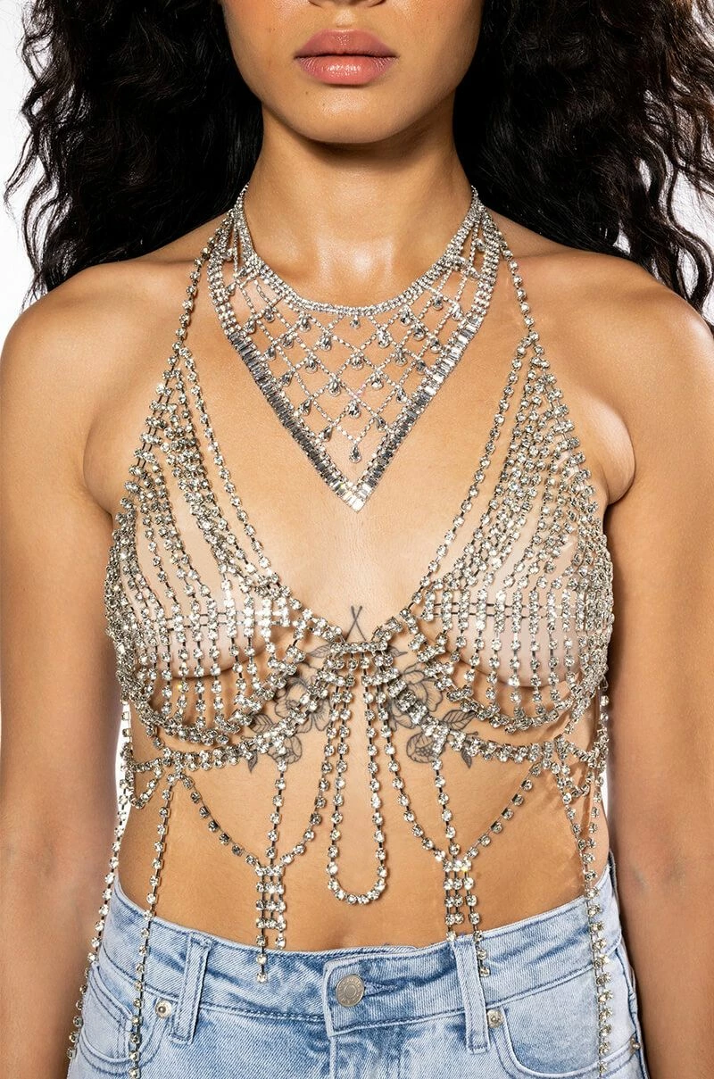 I LIKE WHAT I SEE RHINESTONE HANDKERCHIEF CHOKER - Image 4