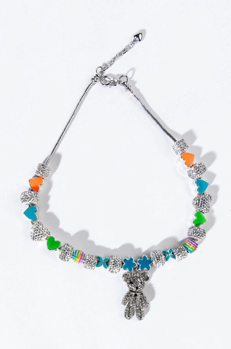I WANT CANDY RHINESTONE ENAMEL CHARM NECKLACE