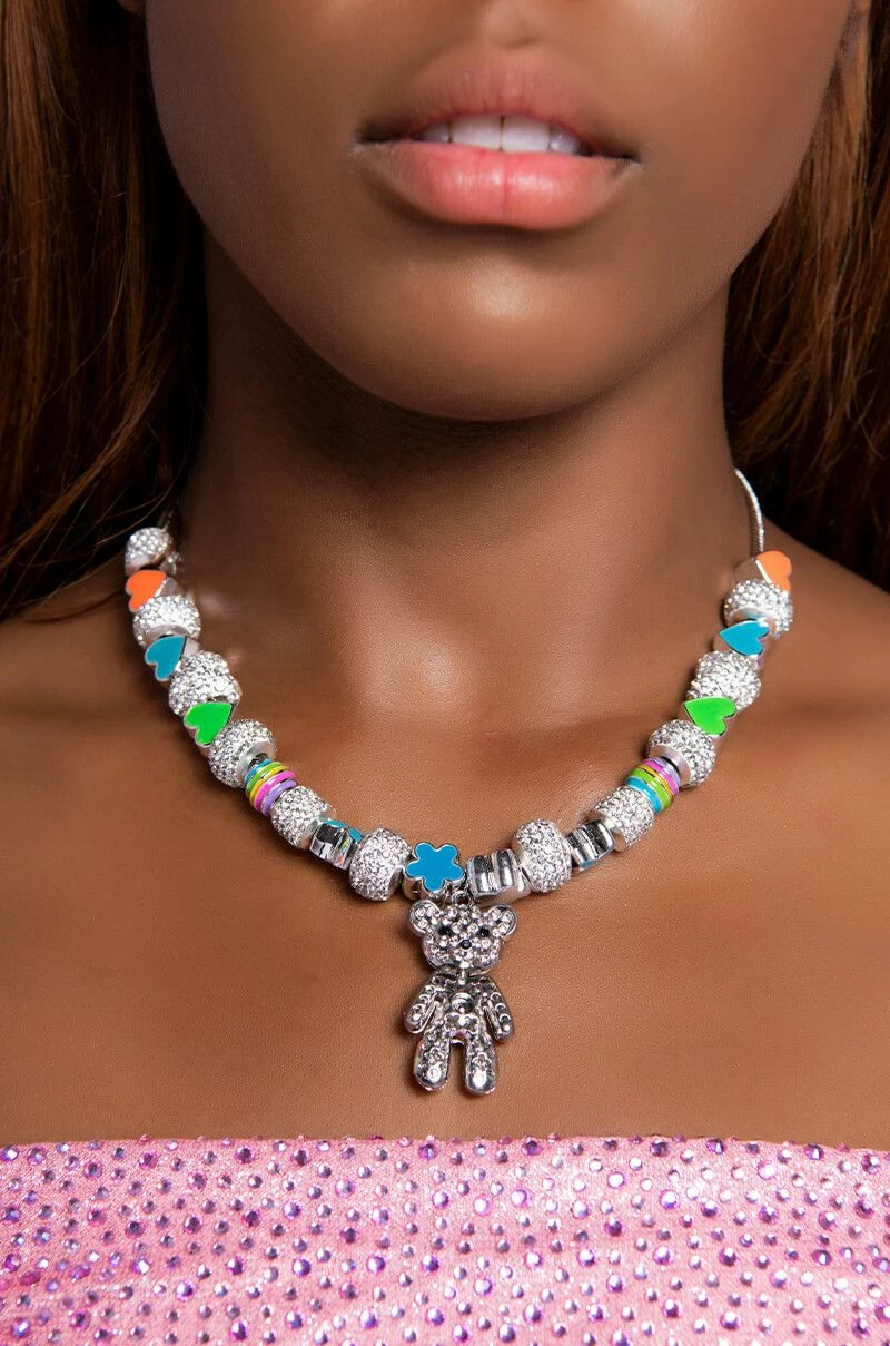 I WANT CANDY RHINESTONE ENAMEL CHARM NECKLACE - Image 4