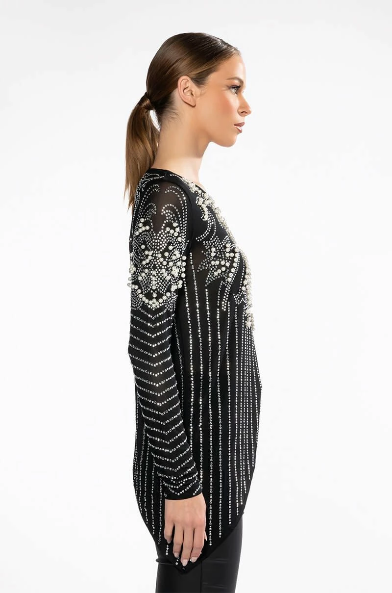 IF I WAS A RICH GIRL ASYMMETRICAL RHINESTONE EMBELLISHED BLOUSE - Image 5