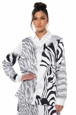 INTO THE NIGHT SATIN BUTTON DOWN WITH FRINGE