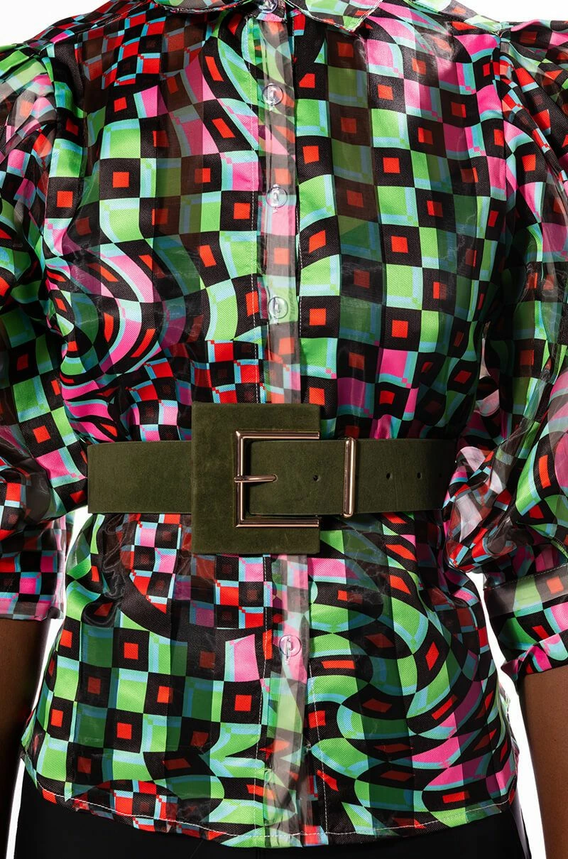 IT'S A LEWK OLIVE SUEDE LOOK BELT