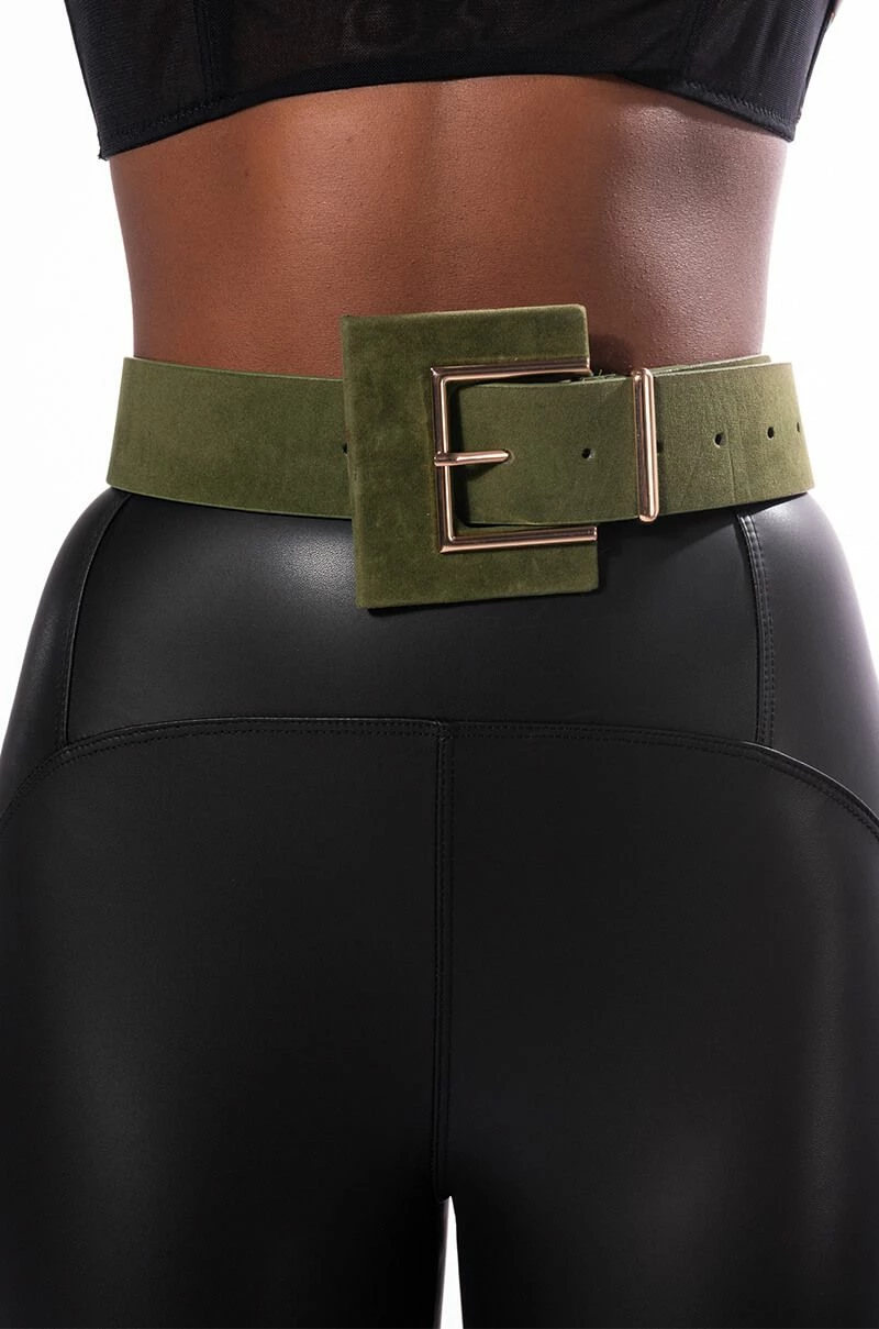 IT'S A LEWK OLIVE SUEDE LOOK BELT - Image 2