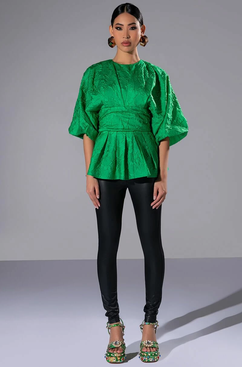 LADIES WHO LUNCH HIGH NECK STATEMENT SLEEVE BLOUSE - Image 2