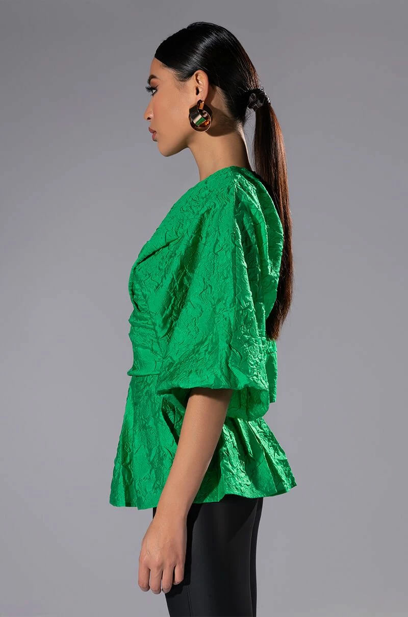 LADIES WHO LUNCH HIGH NECK STATEMENT SLEEVE BLOUSE - Image 3