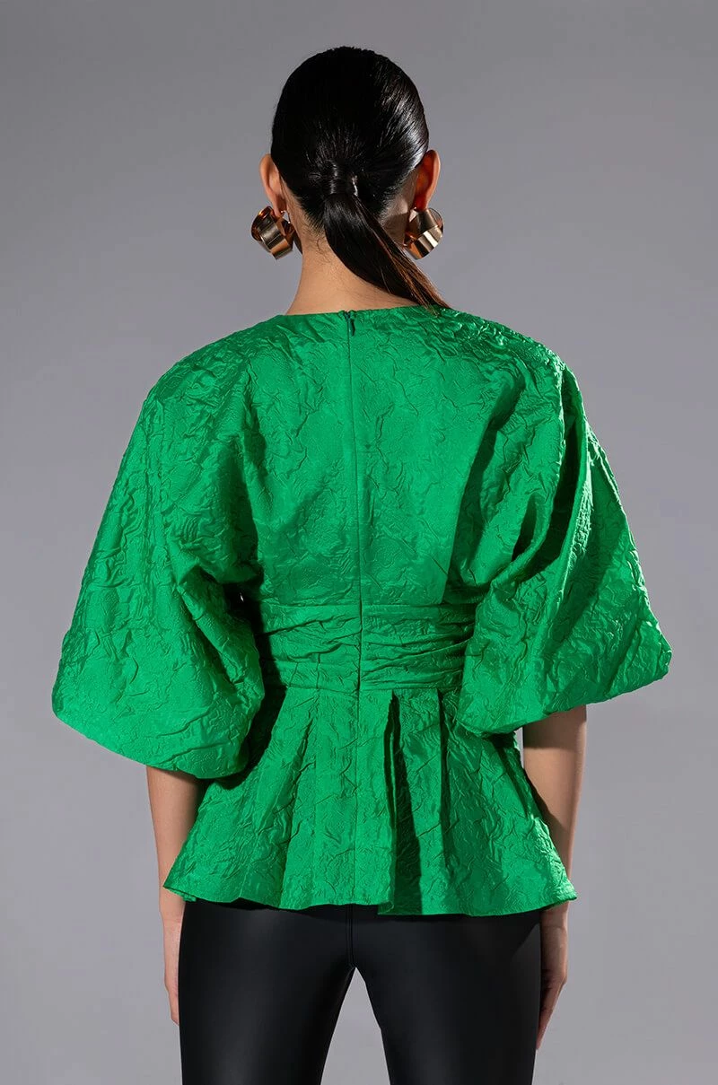 LADIES WHO LUNCH HIGH NECK STATEMENT SLEEVE BLOUSE - Image 4