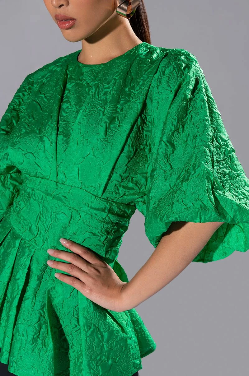 LADIES WHO LUNCH HIGH NECK STATEMENT SLEEVE BLOUSE - Image 5