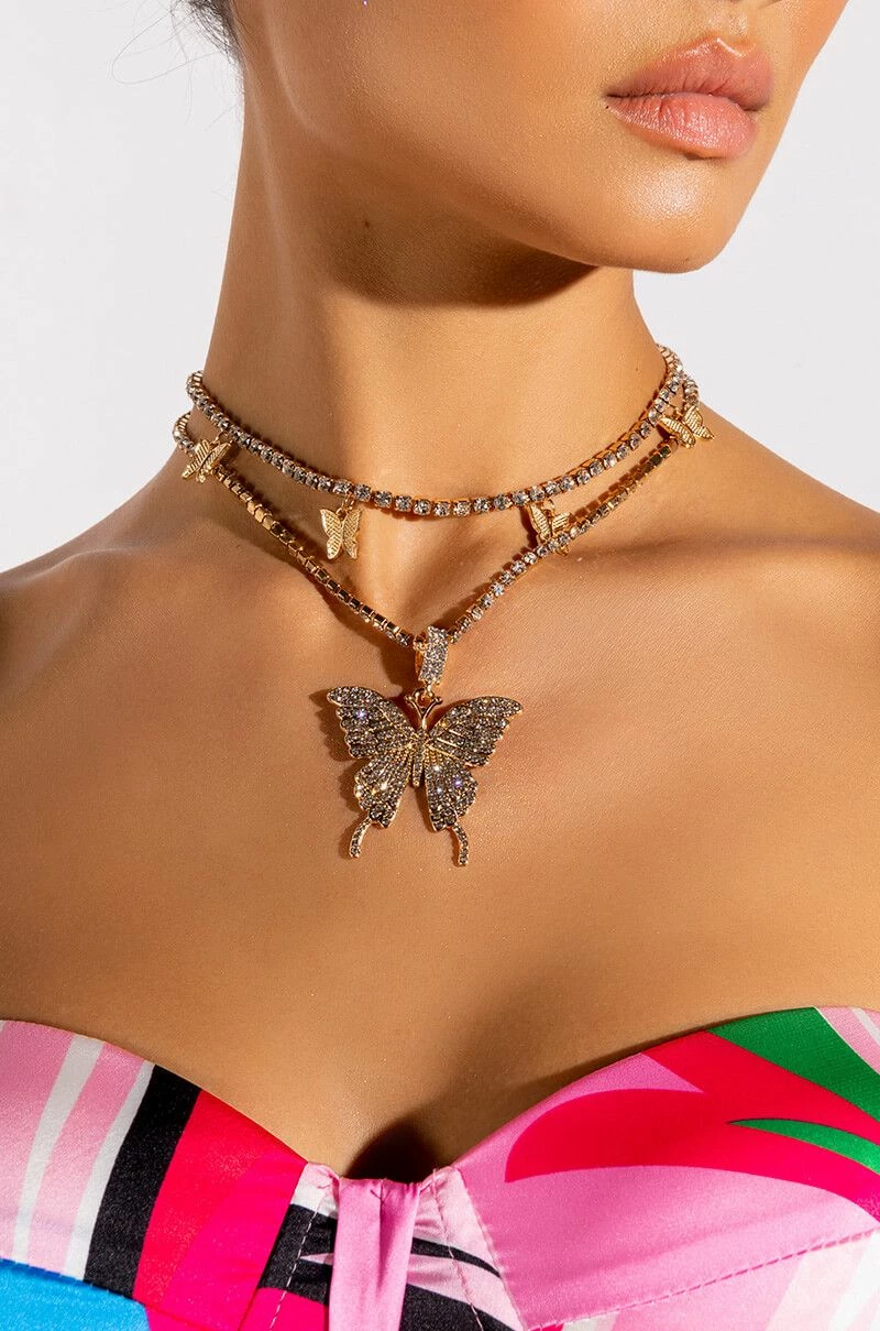 LADY BUTTERFLY TWO CHAIN NECKLACE - Image 3