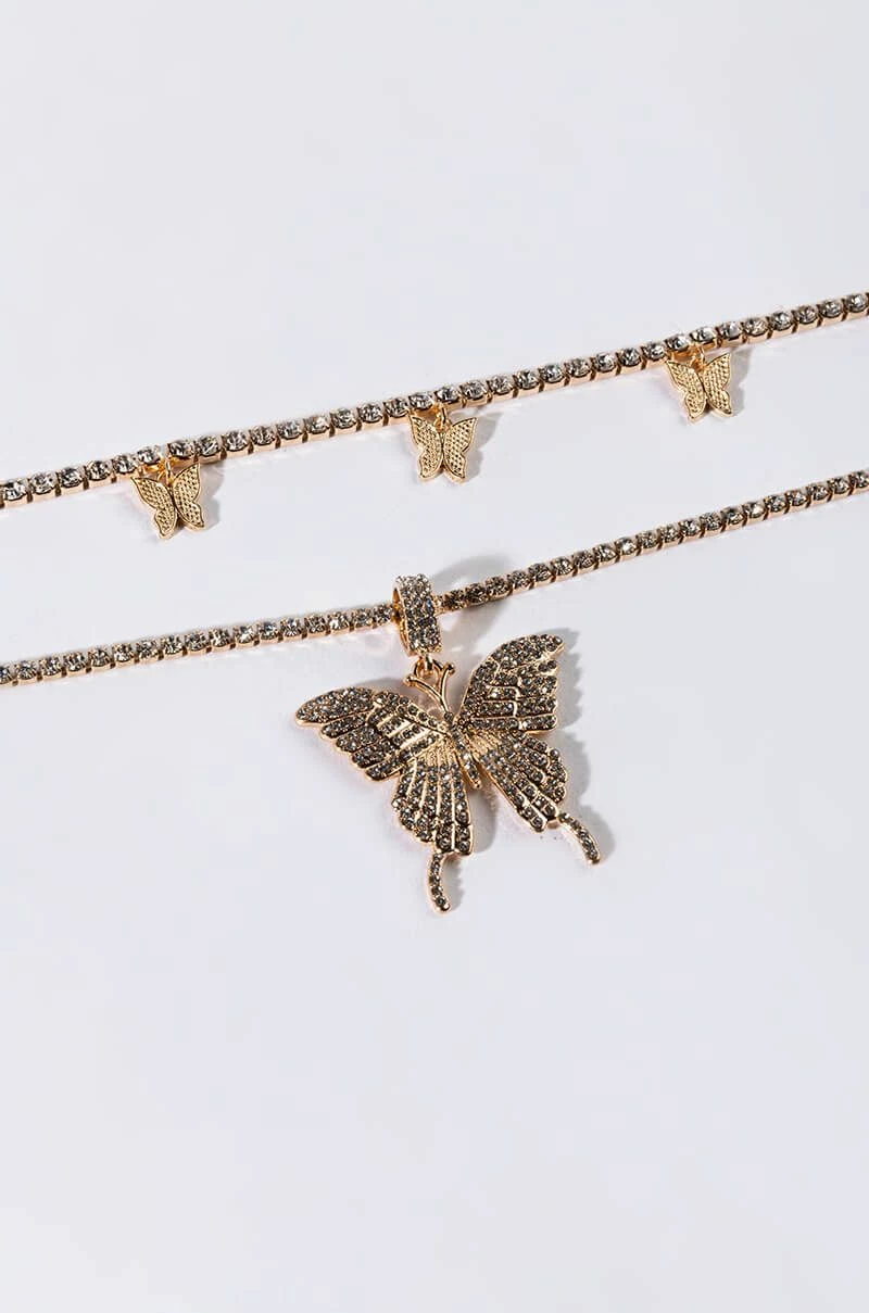 LADY BUTTERFLY TWO CHAIN NECKLACE - Image 2