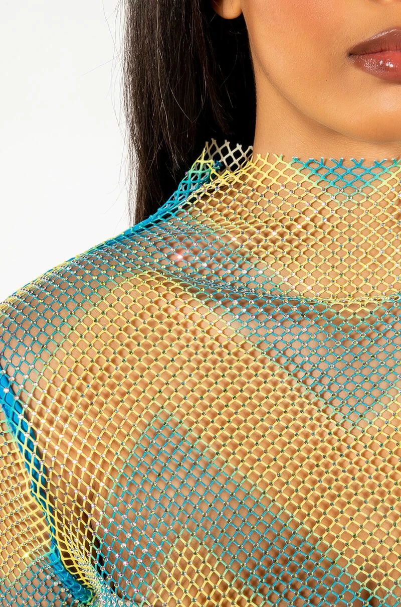 LASTING IMPRESSION LONG SLEEVE MOCK NECK RHINESTONE MESH TOP - Image 4