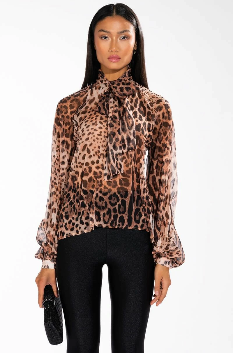 LEVEL UP LONG SLEEVE TIE NECK BLOUSE - Image 3