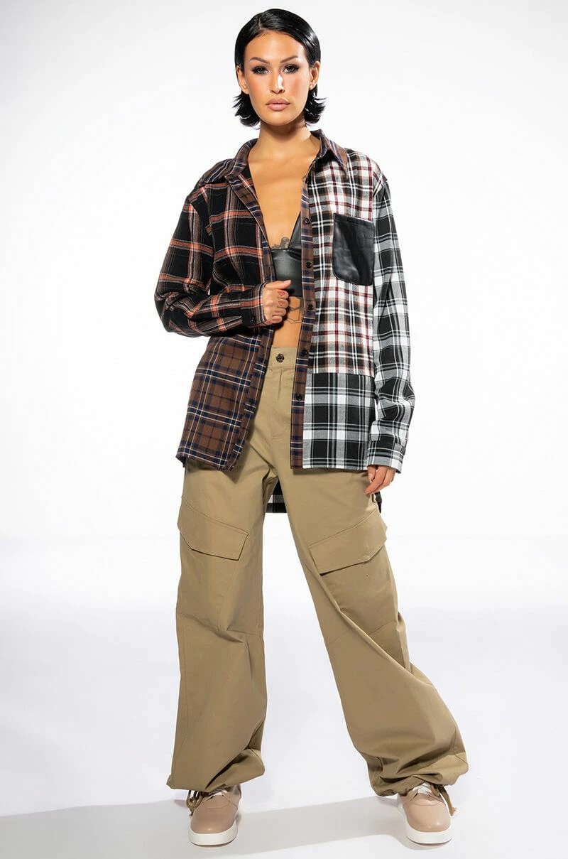 LITHIUM LONG SLEEVE PATCHWORK FLANNEL BUTTON DOWN - Image 3