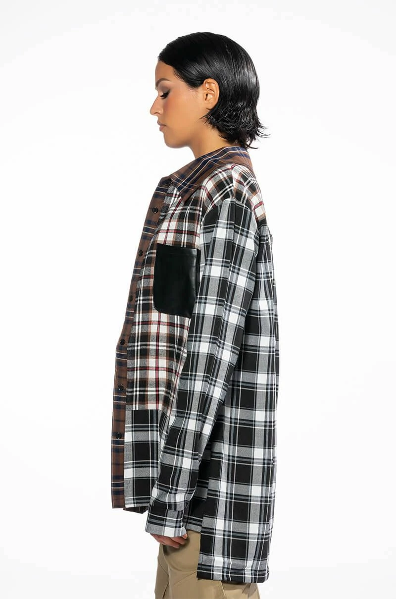 LITHIUM LONG SLEEVE PATCHWORK FLANNEL BUTTON DOWN - Image 5
