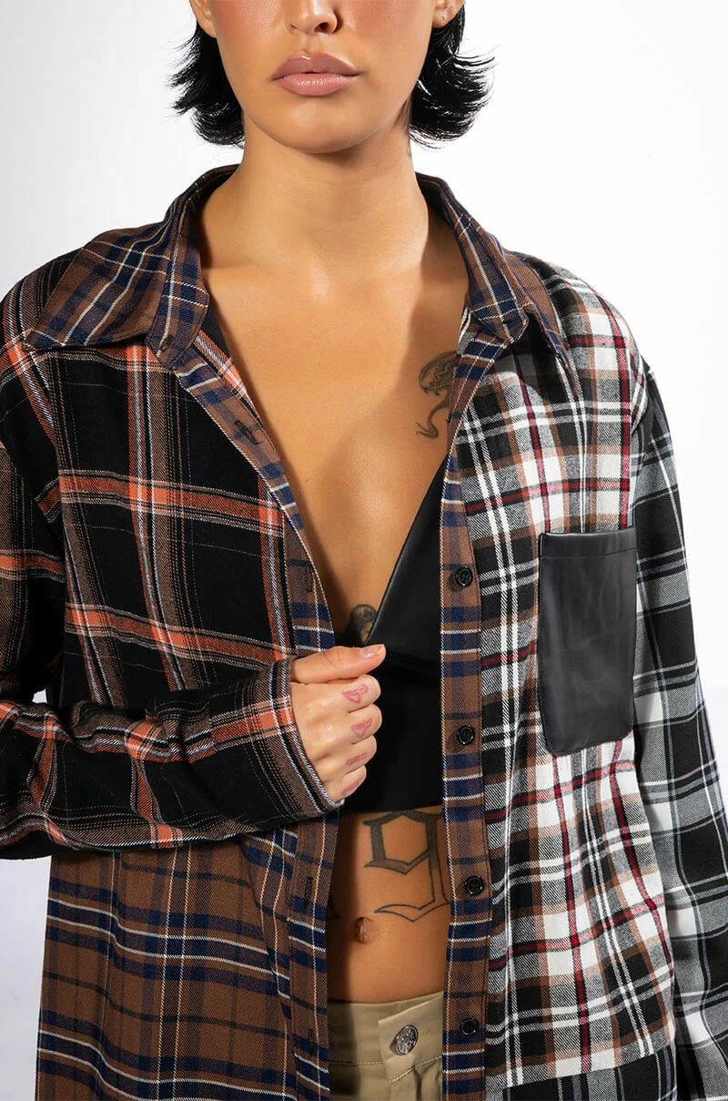 LITHIUM LONG SLEEVE PATCHWORK FLANNEL BUTTON DOWN - Image 7