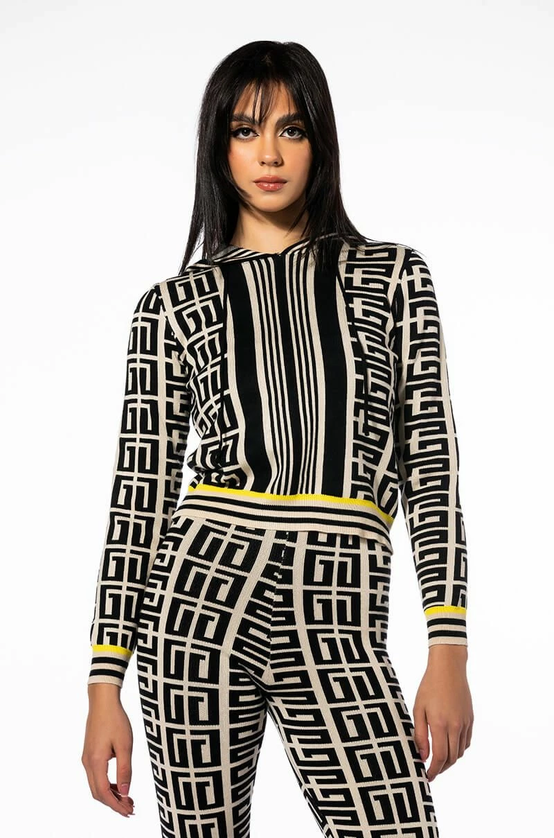 LOCKED IN GRAPHIC PRINT SWEATER HOODIE - Image 3