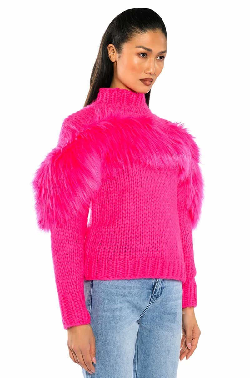 LYLA FAUX FUR DETAIL COZY SWEATER - Image 2
