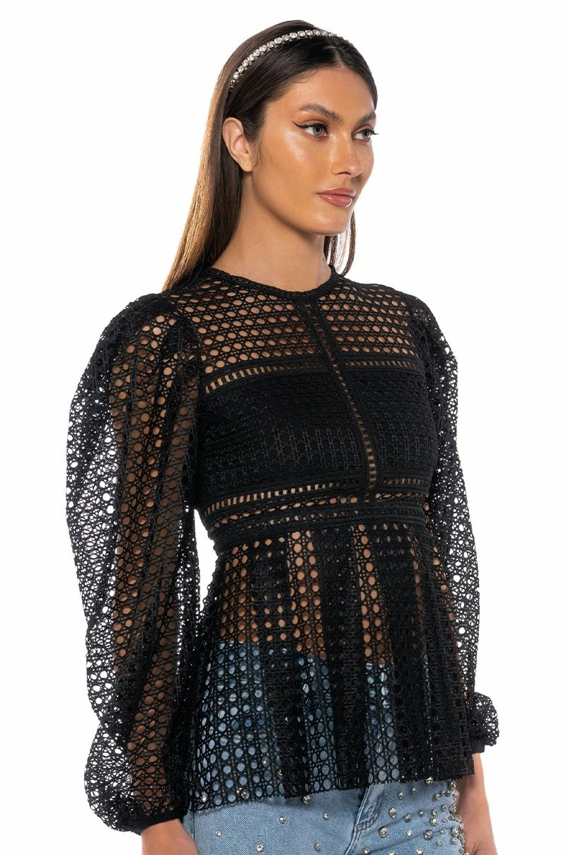 MAKE THE WORLD YOURS PEPLUM FITTED LONG SLEEVE BLOUSE - Image 2