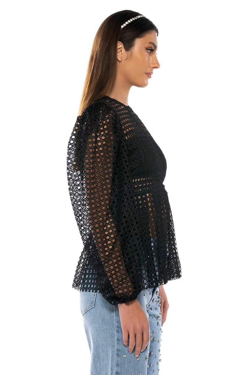 MAKE THE WORLD YOURS PEPLUM FITTED LONG SLEEVE BLOUSE - Image 4