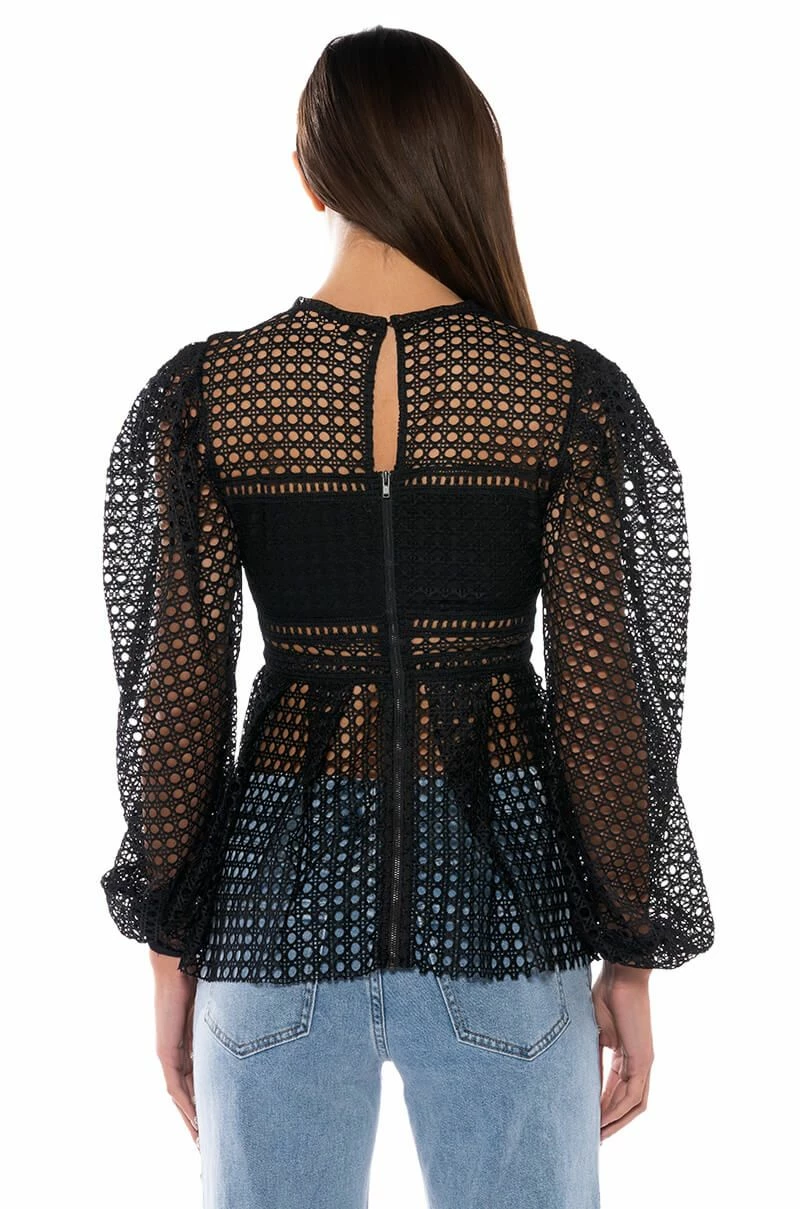 MAKE THE WORLD YOURS PEPLUM FITTED LONG SLEEVE BLOUSE - Image 5