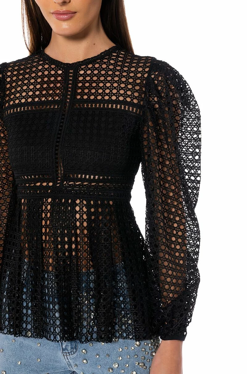 MAKE THE WORLD YOURS PEPLUM FITTED LONG SLEEVE BLOUSE - Image 6