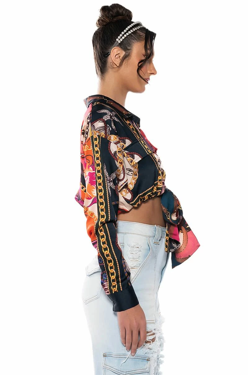 MALIBU SCARF PRINT TIE FRONT BLOUSE - Image 4