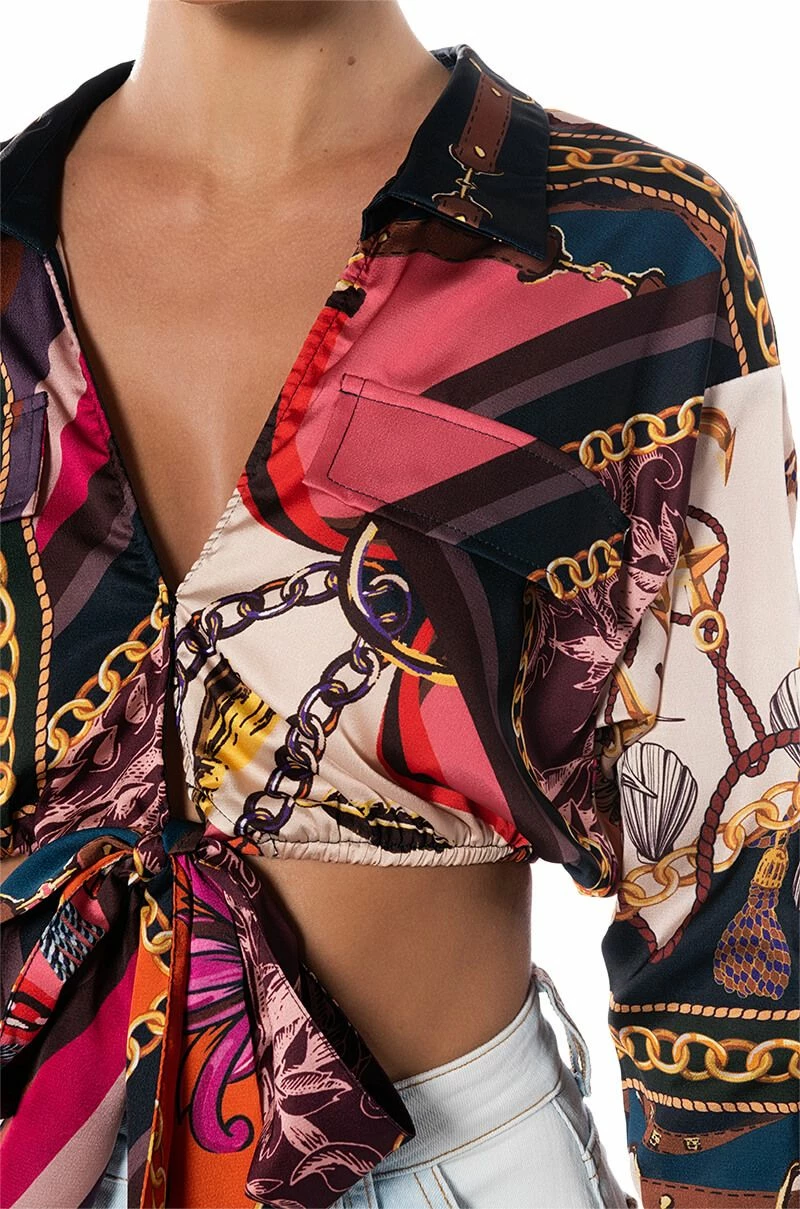 MALIBU SCARF PRINT TIE FRONT BLOUSE - Image 6