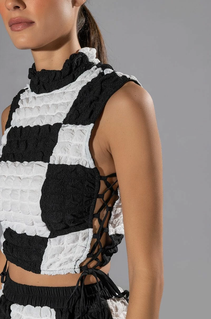 MET YOU SAN FRANCISCO COLORBLOCK SLEEVELESS PUFF CROP TOP - Image 8