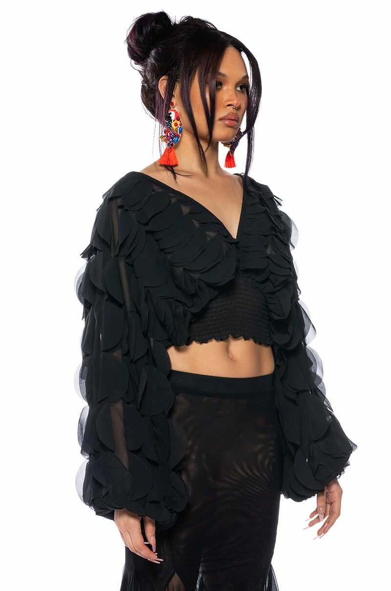 MILANIA LAYERED CHIFFON DEEP V BLOUSE - Image 2