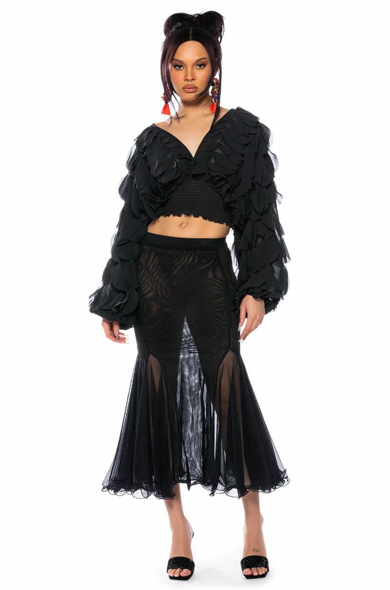 MILANIA LAYERED CHIFFON DEEP V BLOUSE - Image 3