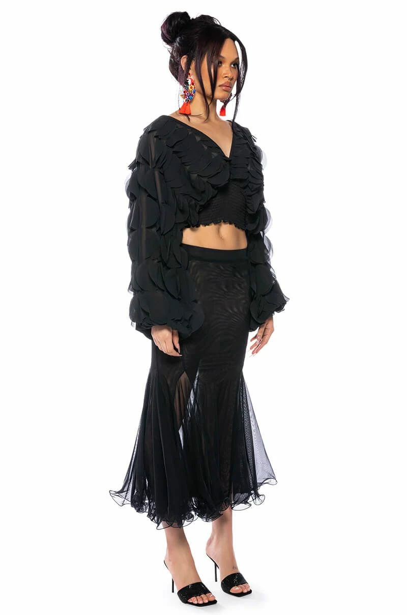 MILANIA LAYERED CHIFFON DEEP V BLOUSE - Image 4