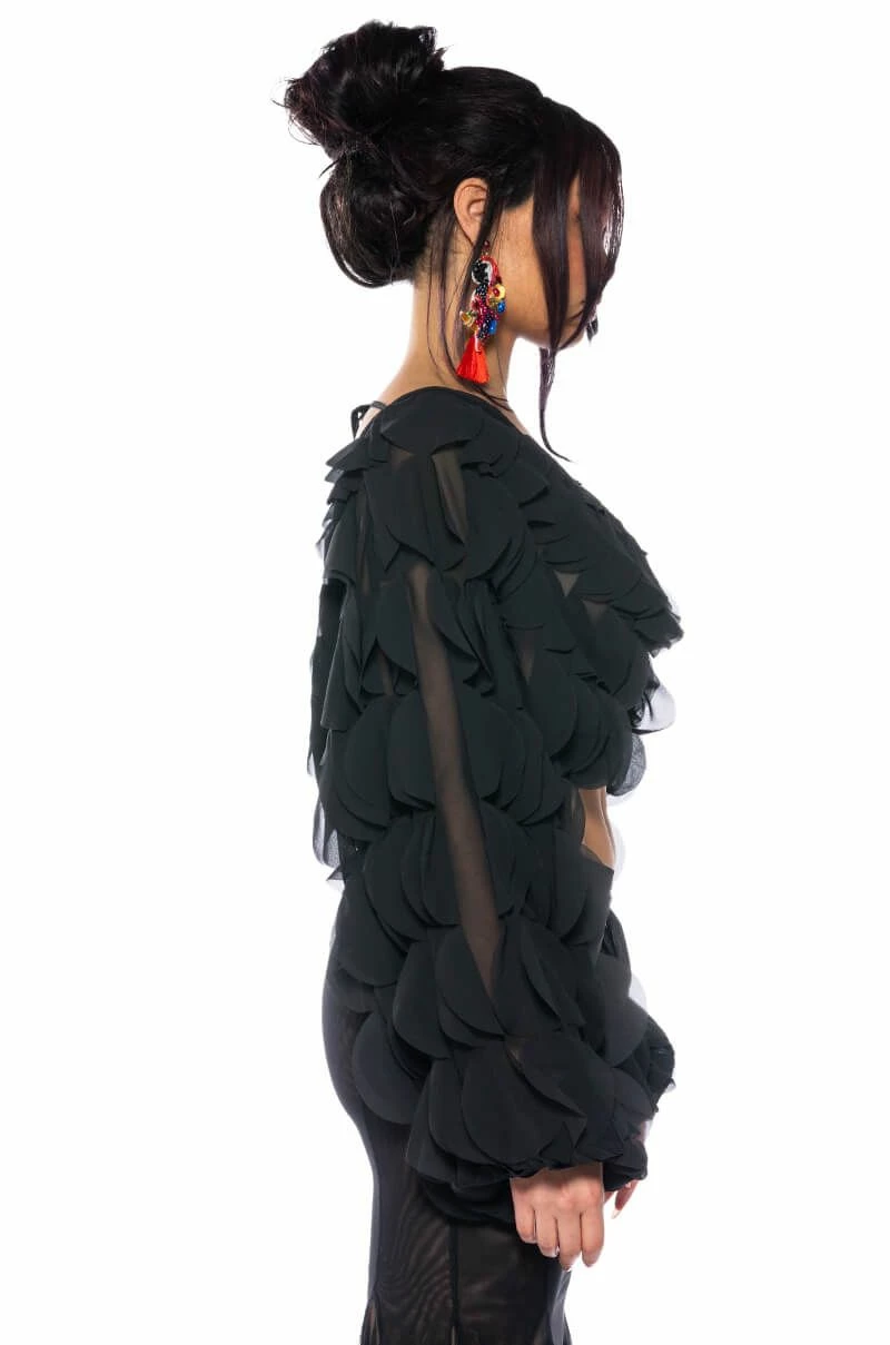 MILANIA LAYERED CHIFFON DEEP V BLOUSE - Image 5