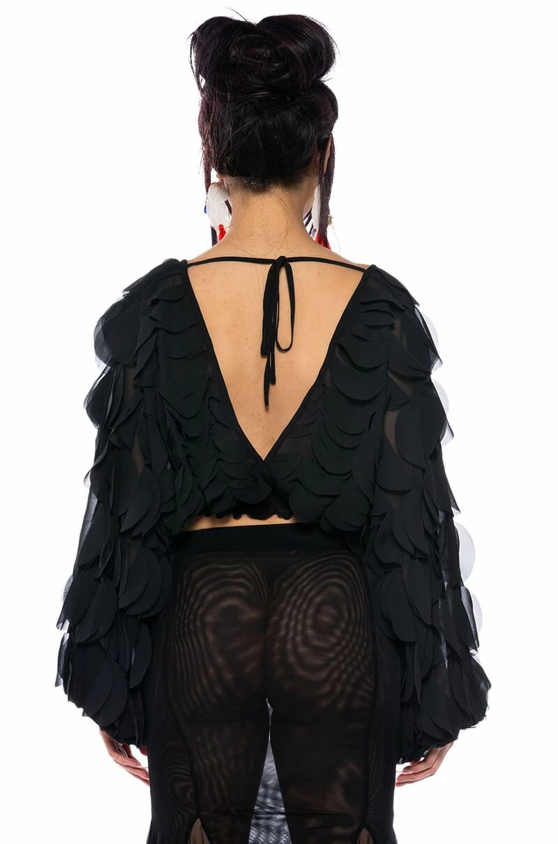 MILANIA LAYERED CHIFFON DEEP V BLOUSE - Image 6