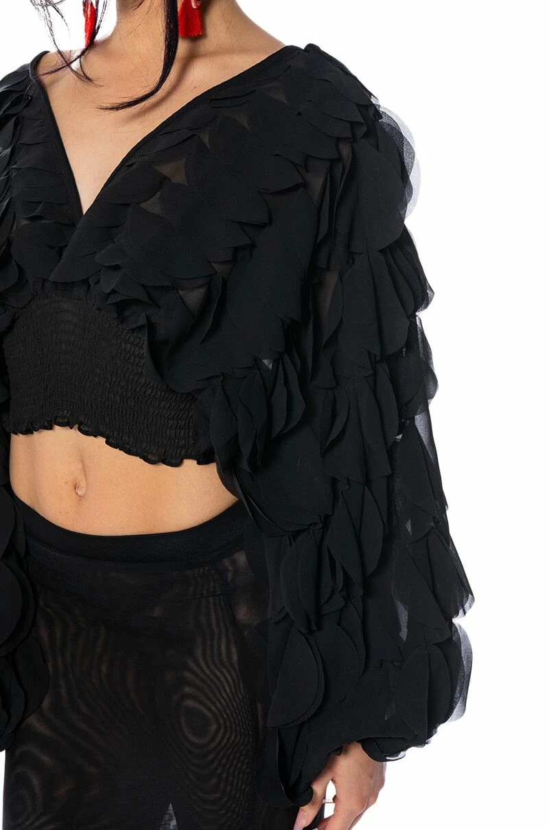 MILANIA LAYERED CHIFFON DEEP V BLOUSE - Image 7