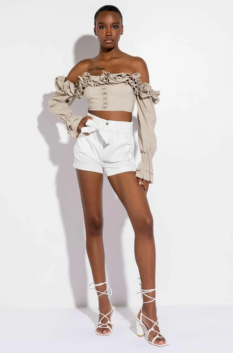 MODERN ROMANCE RUFFLE OFF THE SHOULDER CROPPED BLOUSE - Image 2