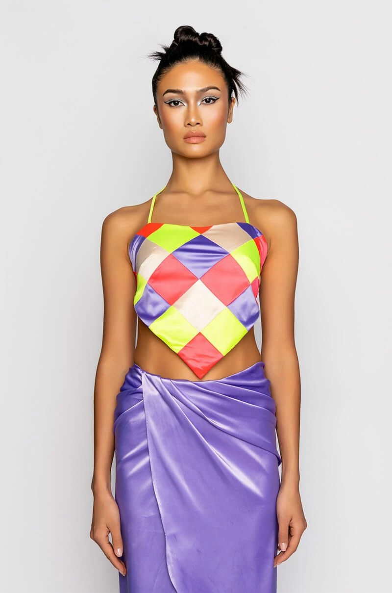 MULTITUDE PATCHWORK HANDKERCHIEF CROP TOP - Image 3
