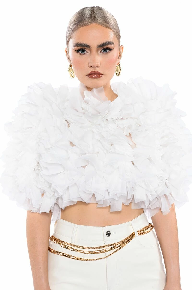 MUST BE DREAMING RUFFLE CROP BLOUSE