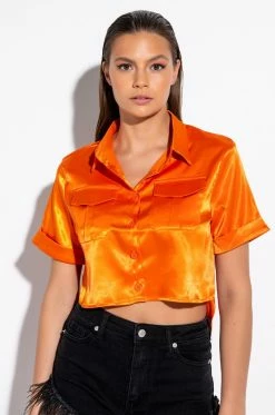 MY LEVEL STRETCH POPLIN BUTTON DOWN TOP