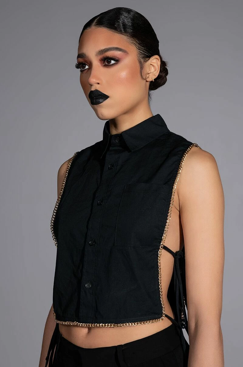 MY TIME BUTTON DOWN SLEEVELESS BLOUSE - Image 8