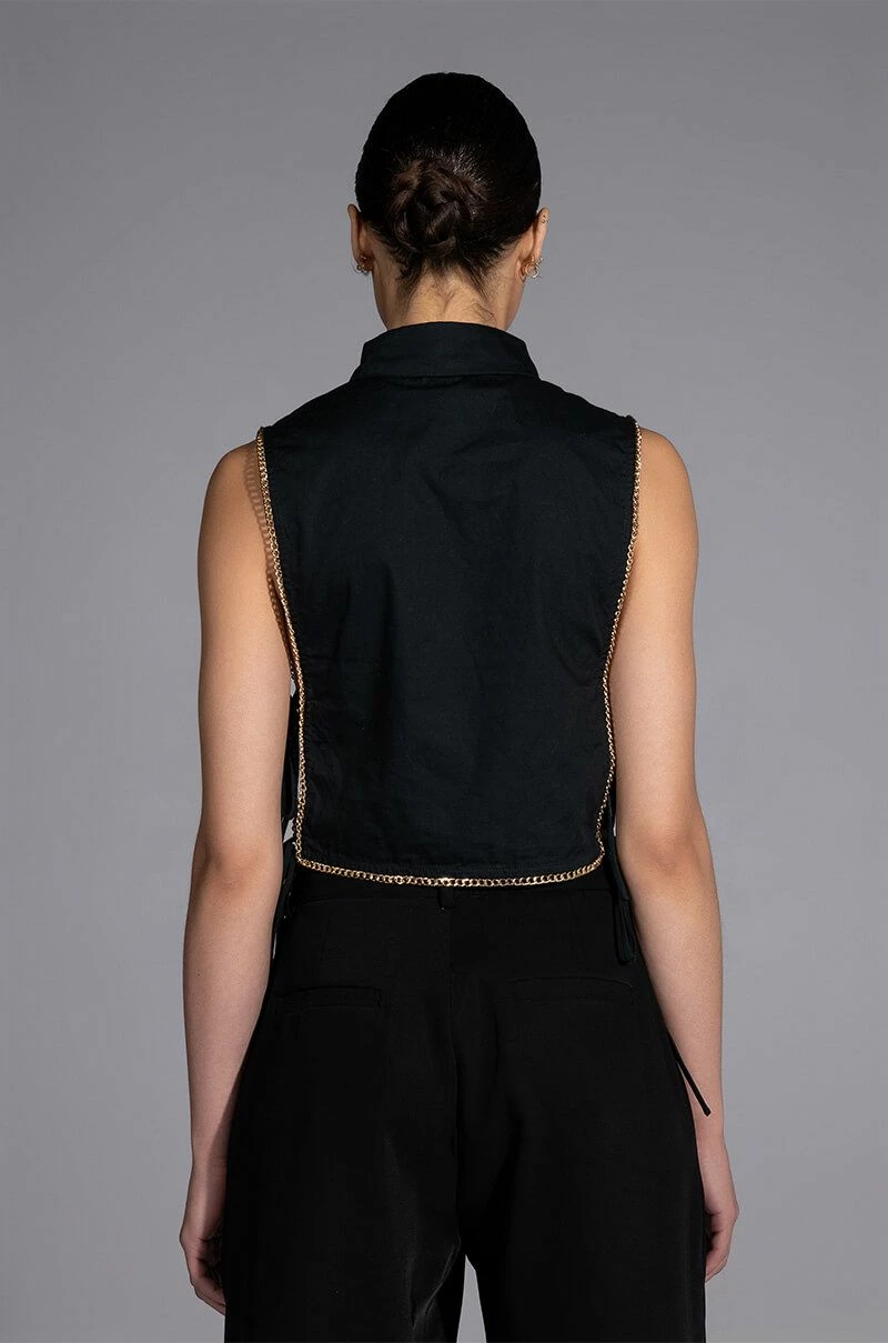 MY TIME BUTTON DOWN SLEEVELESS BLOUSE - Image 5