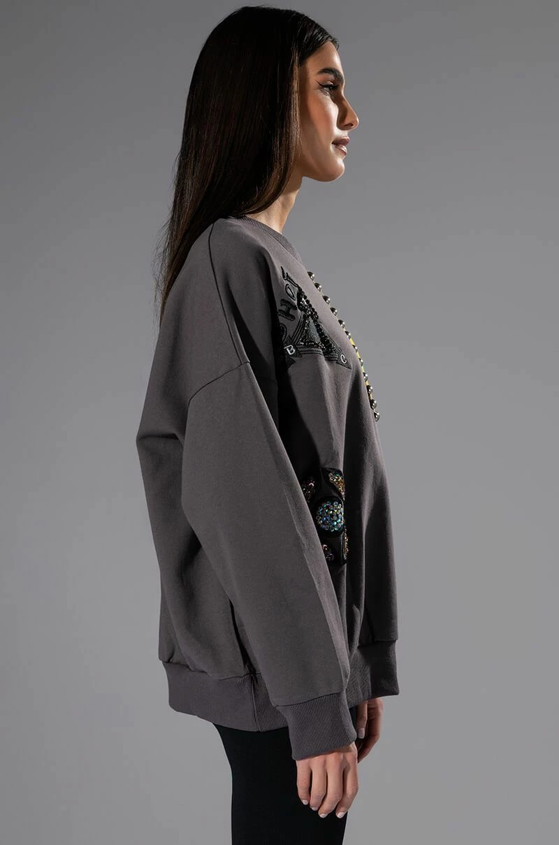 NALLY EMBELLISHED COLORBLOCK CREW NECK SWEATSHIRT - Image 6