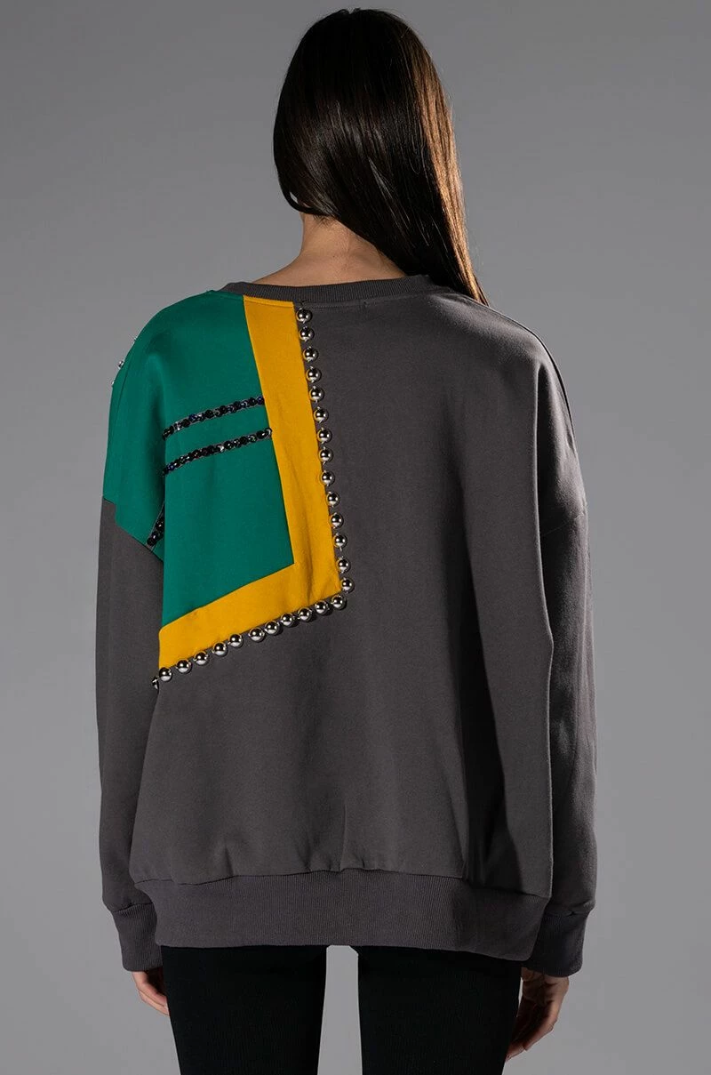 NALLY EMBELLISHED COLORBLOCK CREW NECK SWEATSHIRT - Image 7