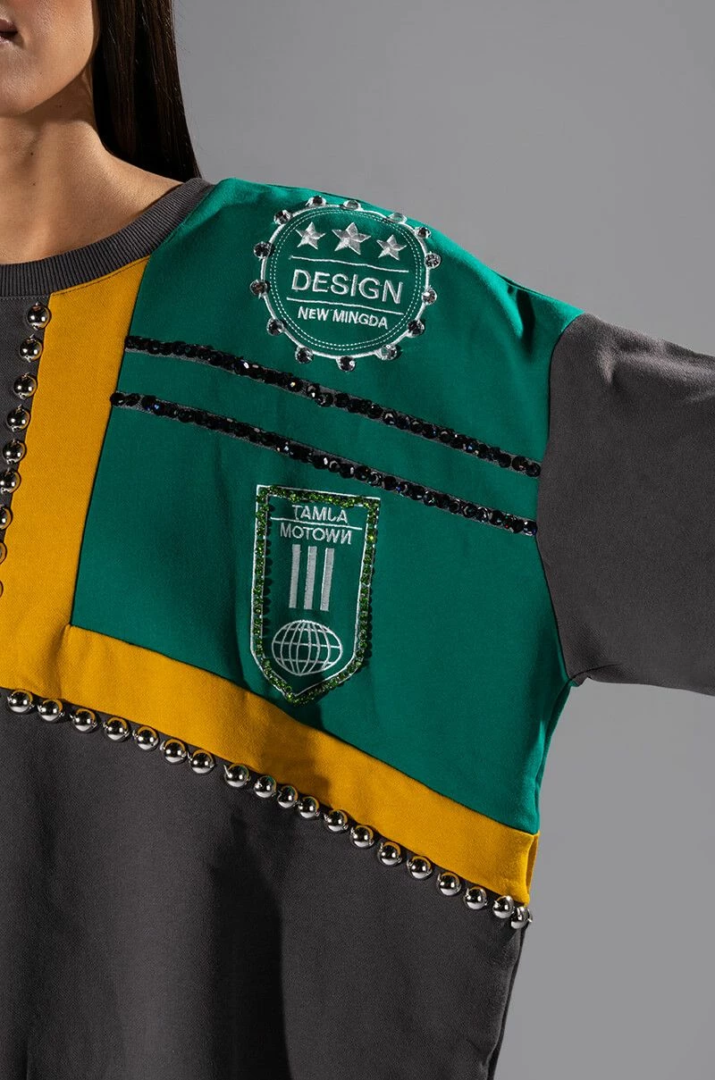 NALLY EMBELLISHED COLORBLOCK CREW NECK SWEATSHIRT - Image 8