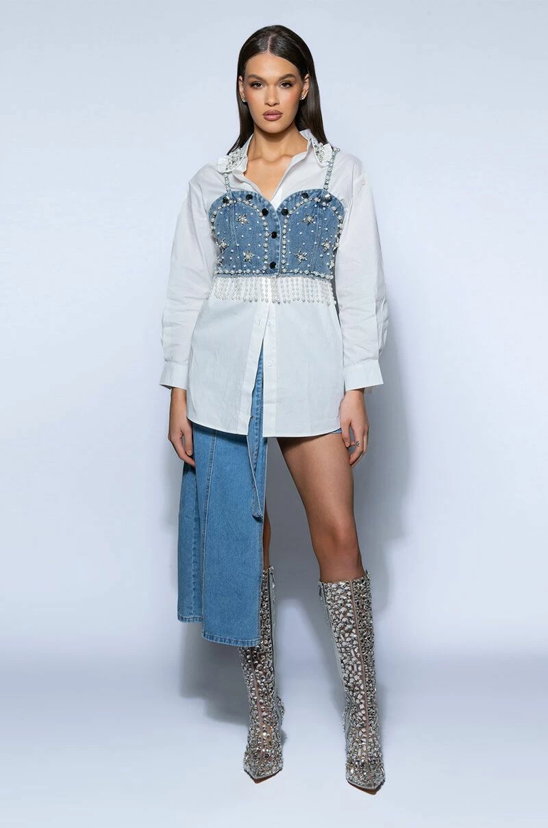 NASHVILLE NIGHTS EMBELLISHED BUTTON DOWN TOP - Image 10