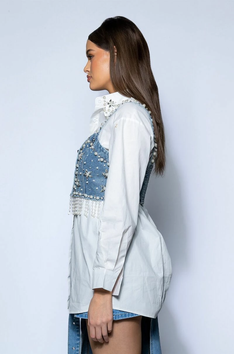 NASHVILLE NIGHTS EMBELLISHED BUTTON DOWN TOP - Image 7