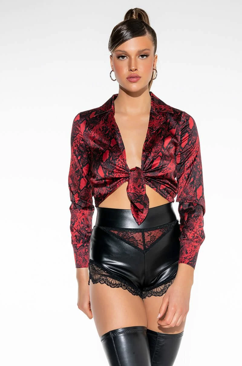 NAYELLI SATIN TIE FRONT BODYSUIT