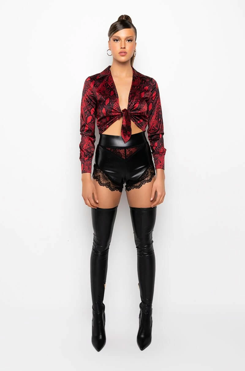 NAYELLI SATIN TIE FRONT BODYSUIT - Image 7