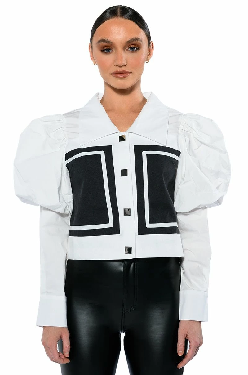 NEWS TO YOU BUTTON DOWN BLOUSE - Image 5