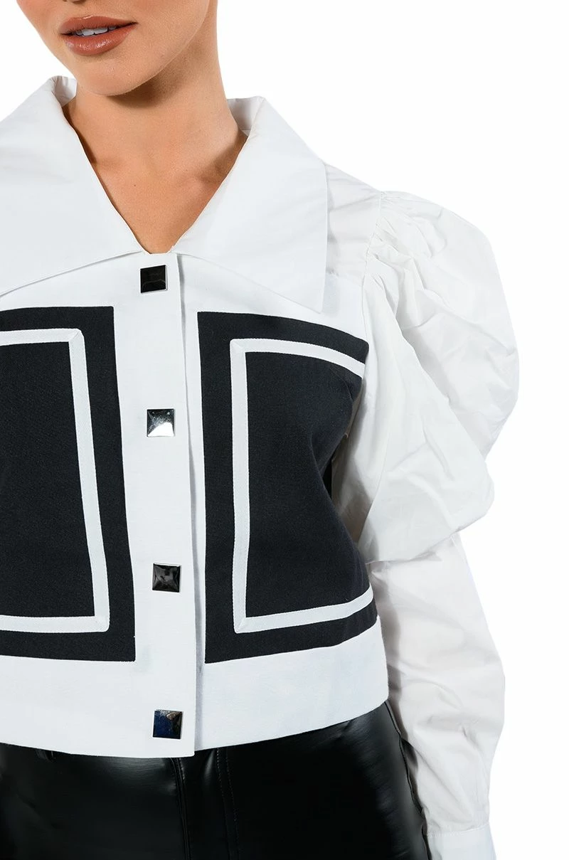 NEWS TO YOU BUTTON DOWN BLOUSE - Image 8