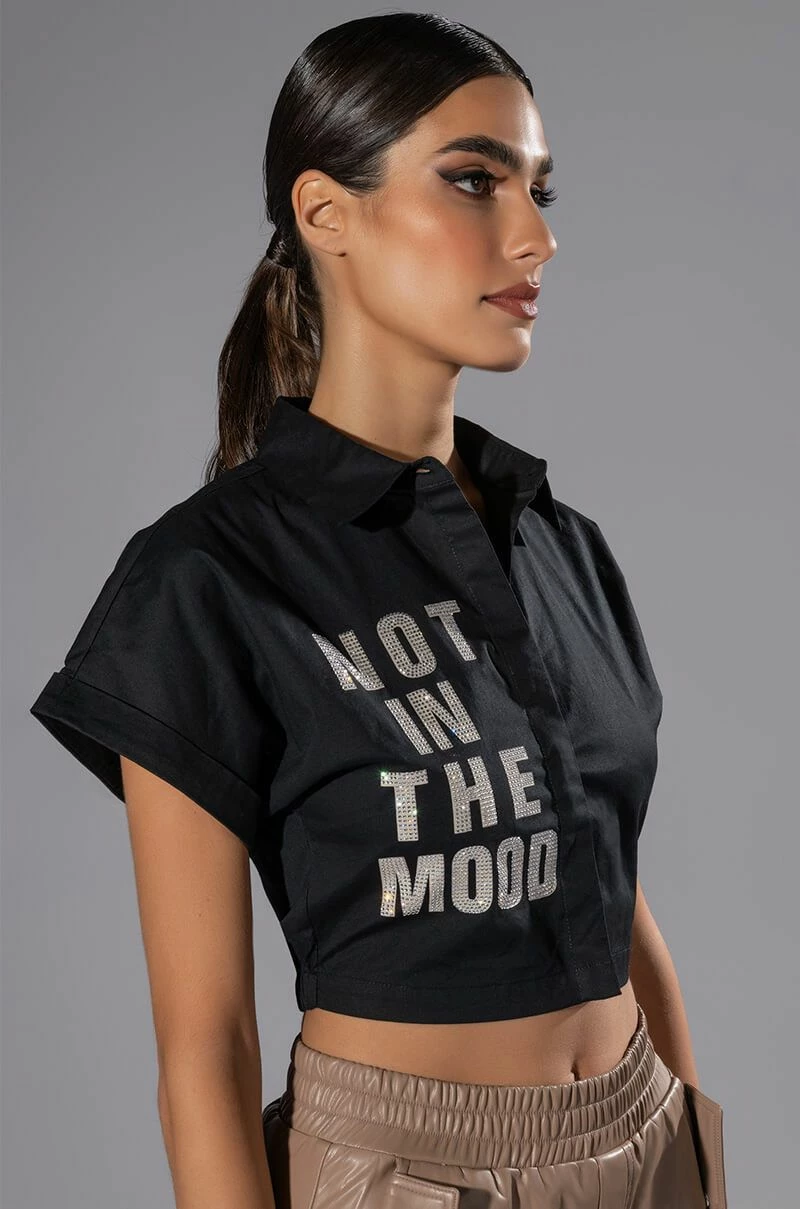 NOT IN THE MOOD CROPPED BUTTON DOWN BLOUSE - Image 6