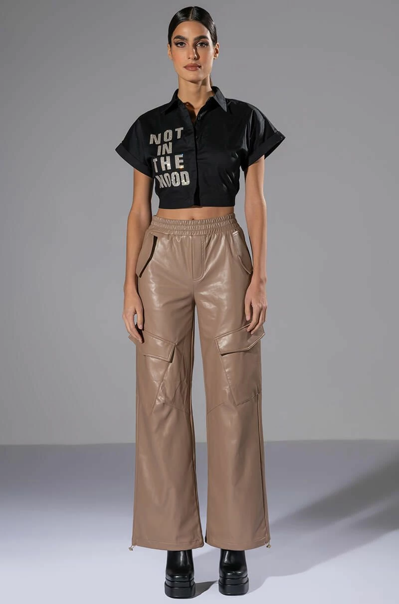 NOT IN THE MOOD CROPPED BUTTON DOWN BLOUSE - Image 7